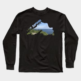 Lake Superior Outline (Palisade Head) Long Sleeve T-Shirt